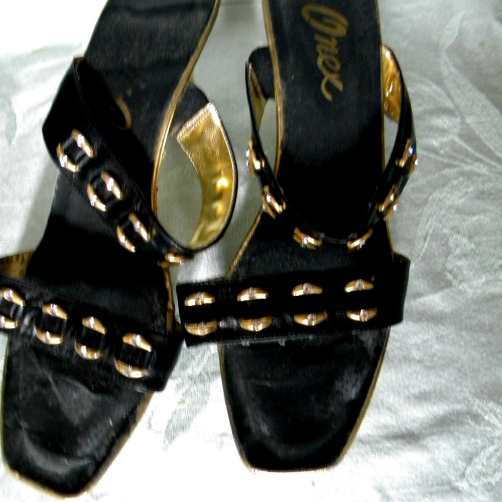 Onex Black   Gold   Rhinestones Strappy Evening